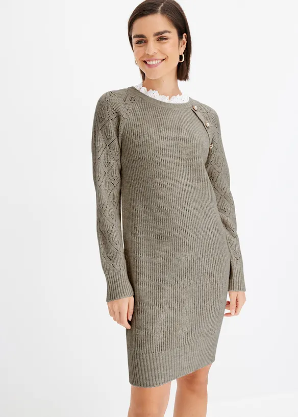 Robe en maille rehauss&eacute;e de boutons d&eacute;coratifs, bonprix