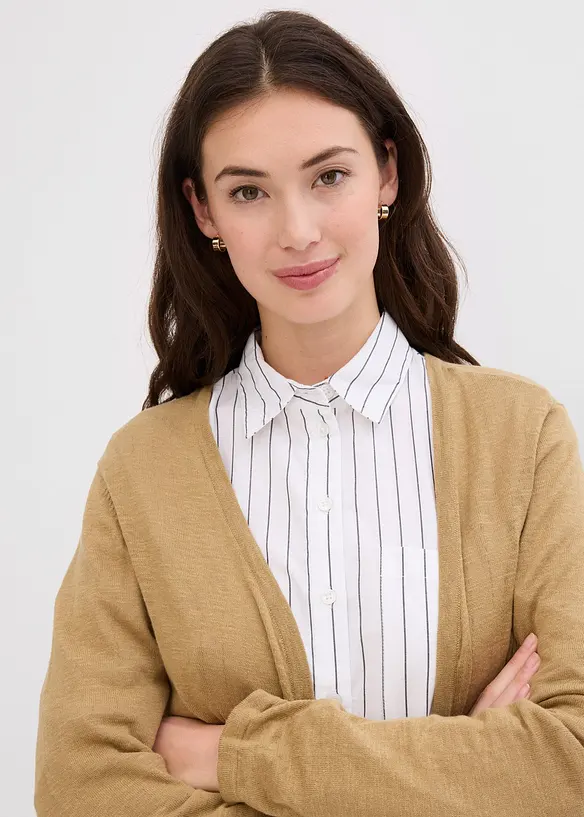 Gilet en maille 100% coton flammé, bonprix