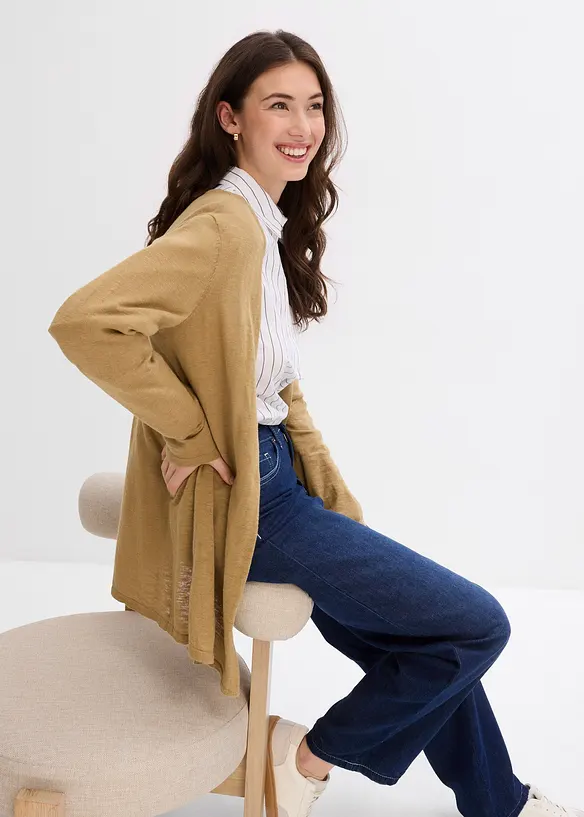 Gilet en maille 100% coton flammé, bonprix