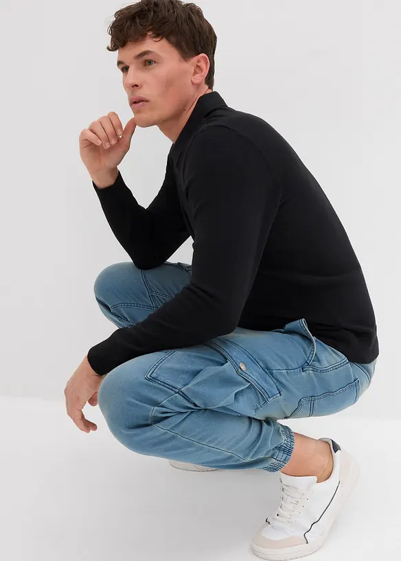 Jean jogger droit avec poches cargo, Regular, bonprix