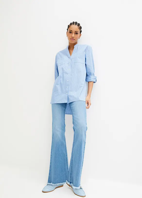 Long chemisier &agrave; manches retrouss&eacute;es, bonprix