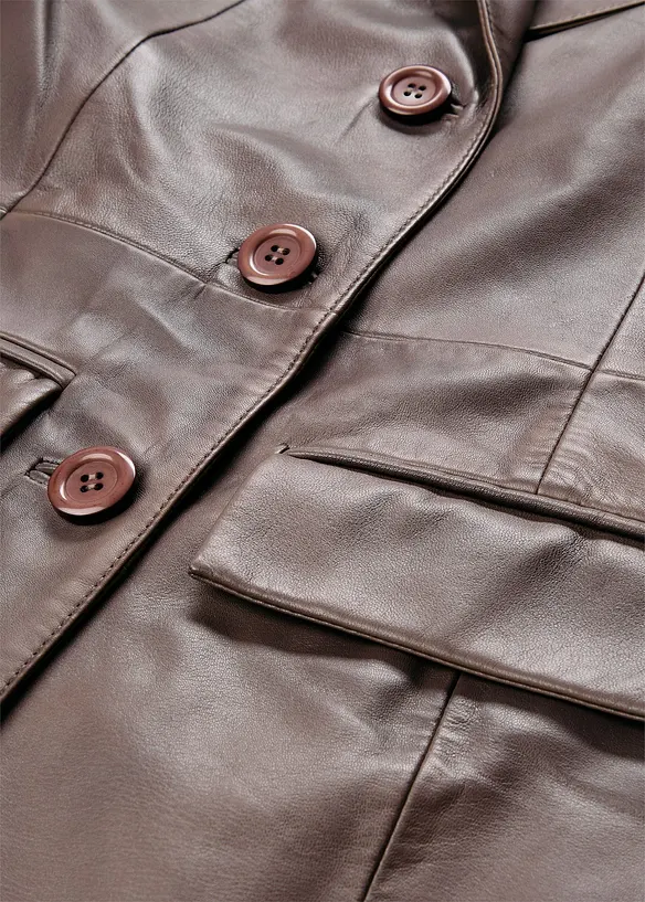 Manteau court en cuir d’agneau nappa, bonprix