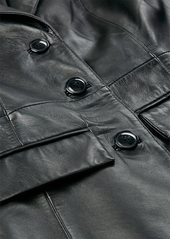 Manteau court en cuir d&rsquo;agneau nappa, bonprix