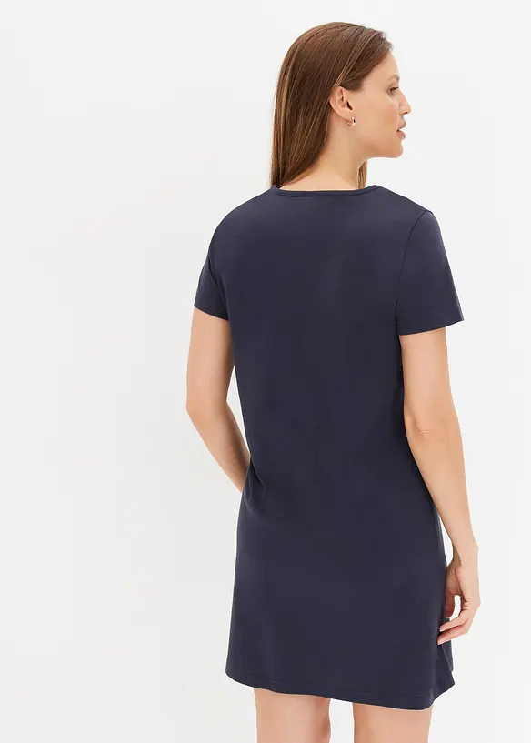 Lot de 2 chemises de nuit courtes 100% coton, bonprix