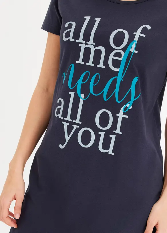 Lot de 2 chemises de nuit courtes 100% coton, bonprix