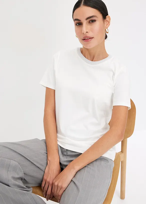 T-shirt à finitions en maille et fil brillant, bonprix