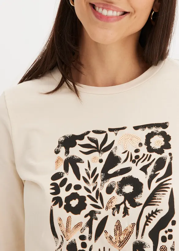 T-shirt manches longues en coton extensible, bonprix