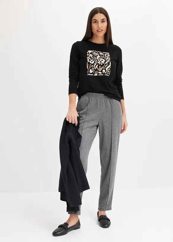 T-shirt manches longues en coton extensible, bonprix