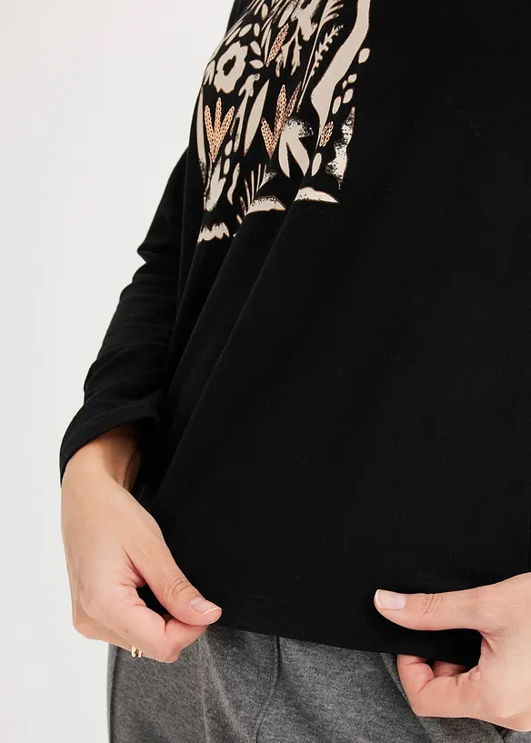 T-shirt manches longues en coton extensible, bonprix