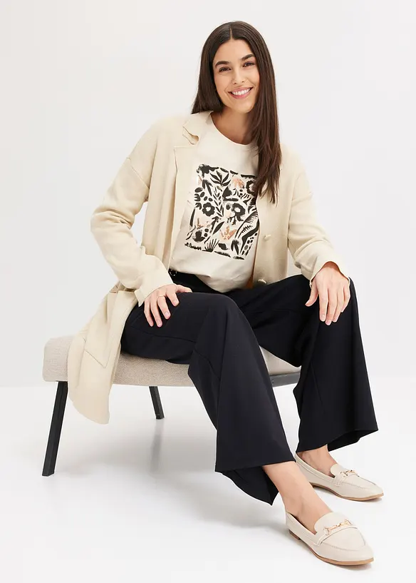 T-shirt manches longues en coton extensible, bonprix