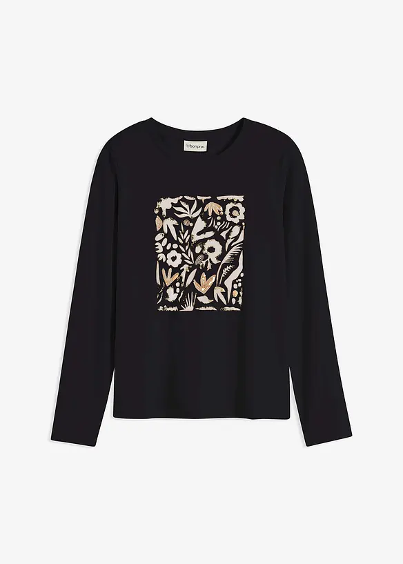 T-shirt manches longues en coton extensible, bonprix