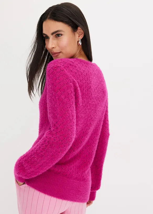 Pull ajour&eacute; avec fil peluche, bonprix