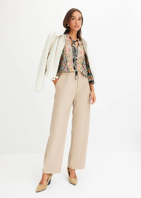 Blouse imprimée en satin fluide, bonprix