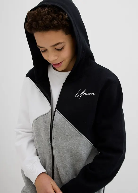 Sweat zipp&eacute; &agrave; capuche 100% coton Loose, bonprix
