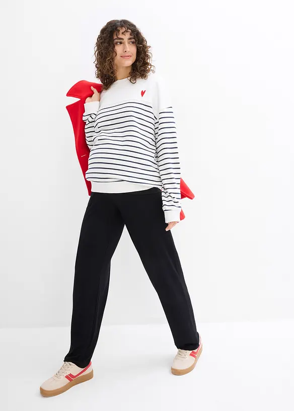 Pantalon de grossesse en jersey, ceinture smock&eacute;e, coupe droite, bonprix