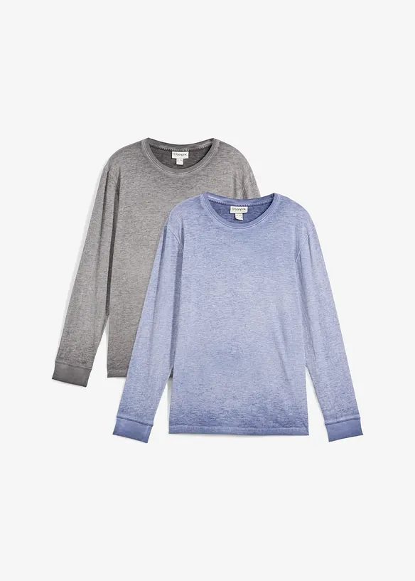 Lot de 2 T-shirts manches longues, bonprix