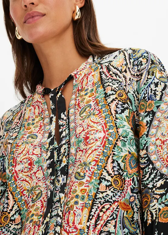 Blouse imprimée en satin fluide, bonprix