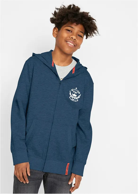 Sweat zippé à capuche, 100% coton, bonprix