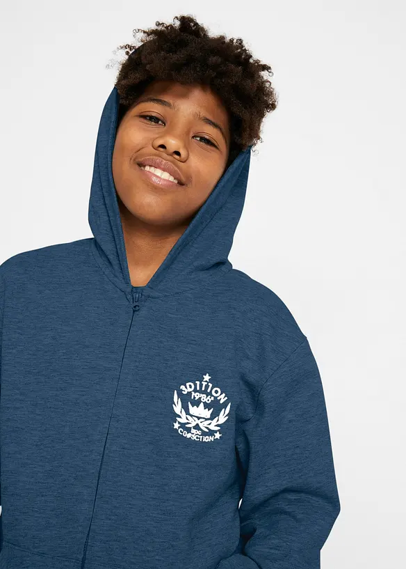 Sweat zippé à capuche, 100% coton, bonprix