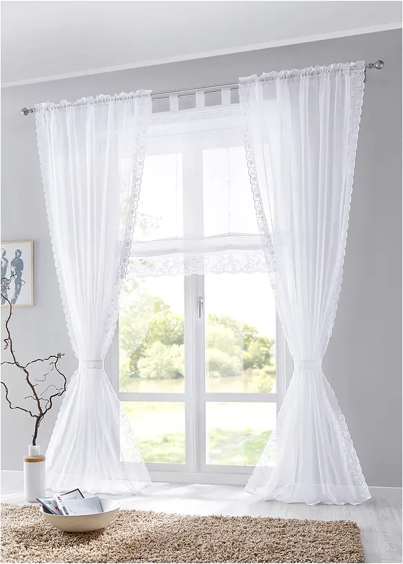 Voilage brodé avec embrasse (1 pce), bonprix