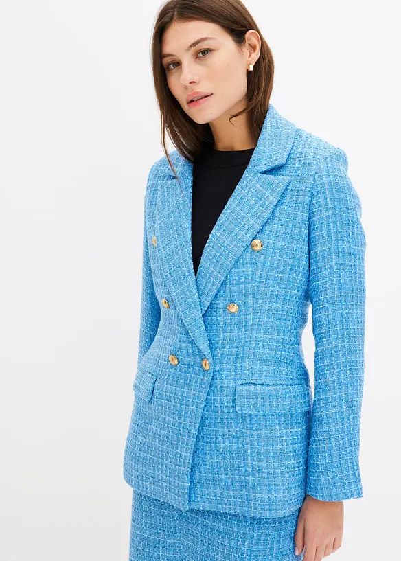 Blazer en maille bouclette à boutonnage double, bonprix