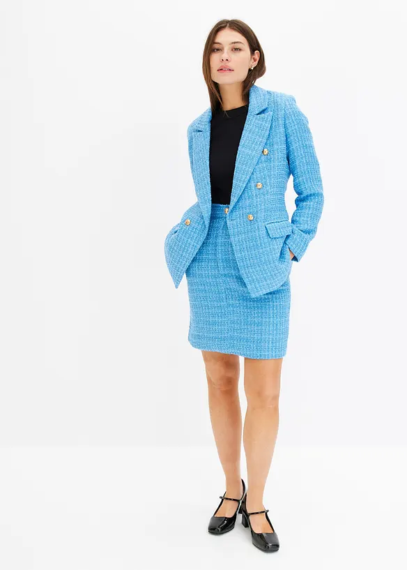 Blazer en maille bouclette à boutonnage double, bonprix