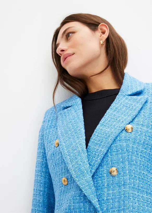 Blazer en maille bouclette à boutonnage double, bonprix