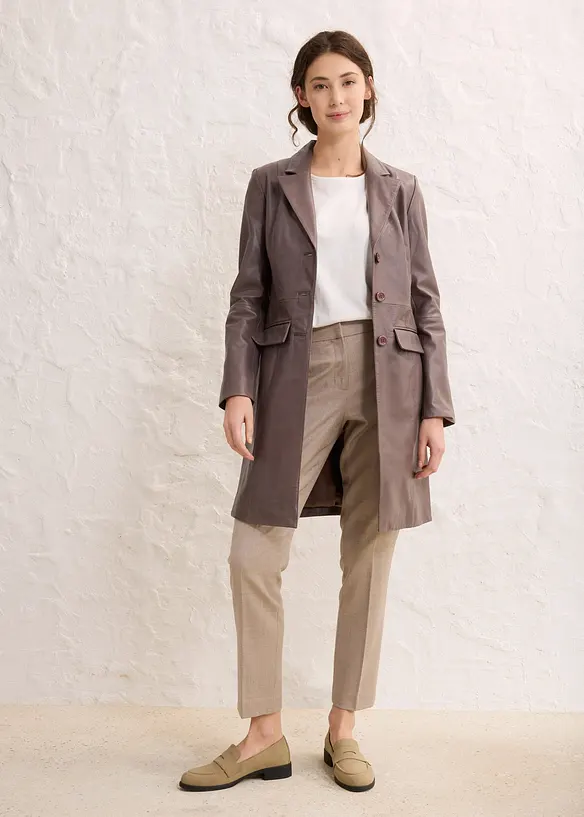 Manteau court en cuir d’agneau nappa, bonprix