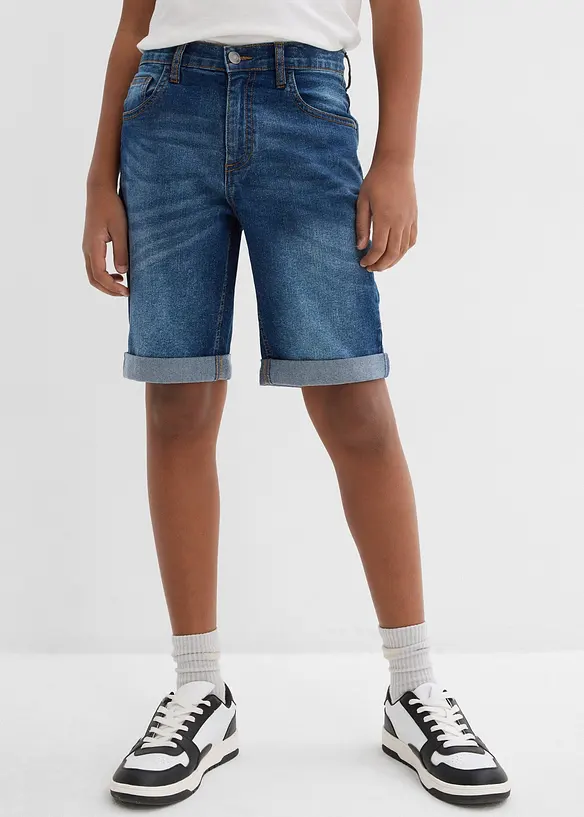 Bermuda en jean extensible &agrave; taille r&eacute;glable, slim, bonprix