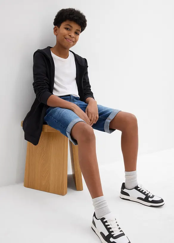 Bermuda en jean extensible &agrave; taille r&eacute;glable, slim, bonprix