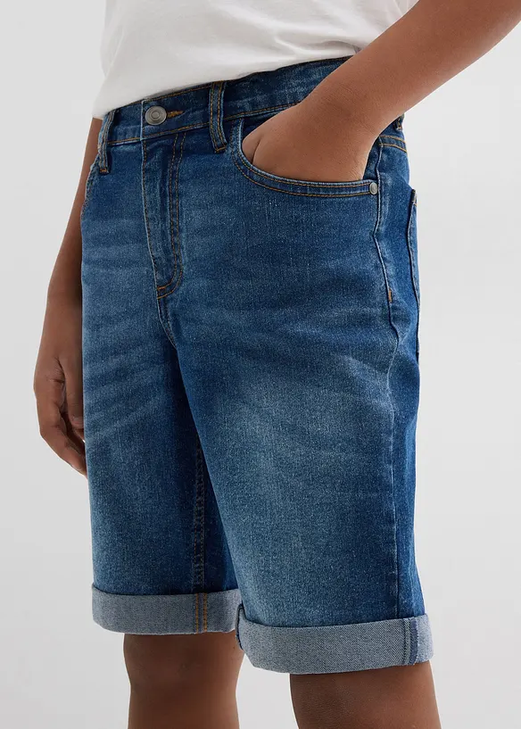 Bermuda en jean extensible &agrave; taille r&eacute;glable, slim, bonprix