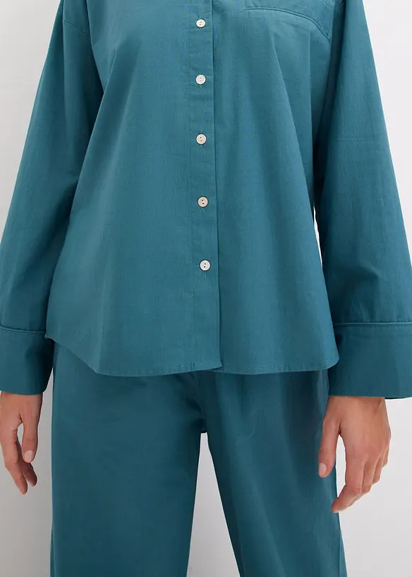 Pyjama Femme Court En Satin Pétrole - Taille S - Occasion Très Bon état