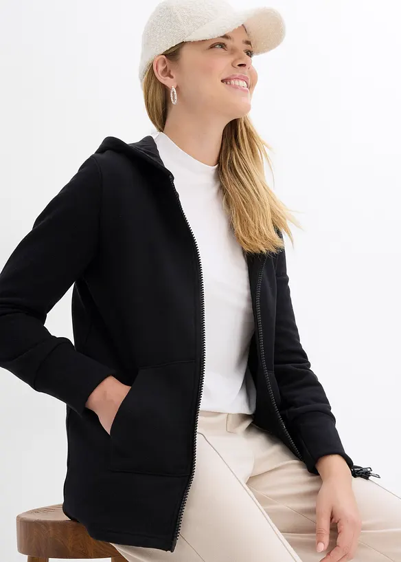 Sweat zipp&eacute; en doux coton m&eacute;lang&eacute;, bonprix