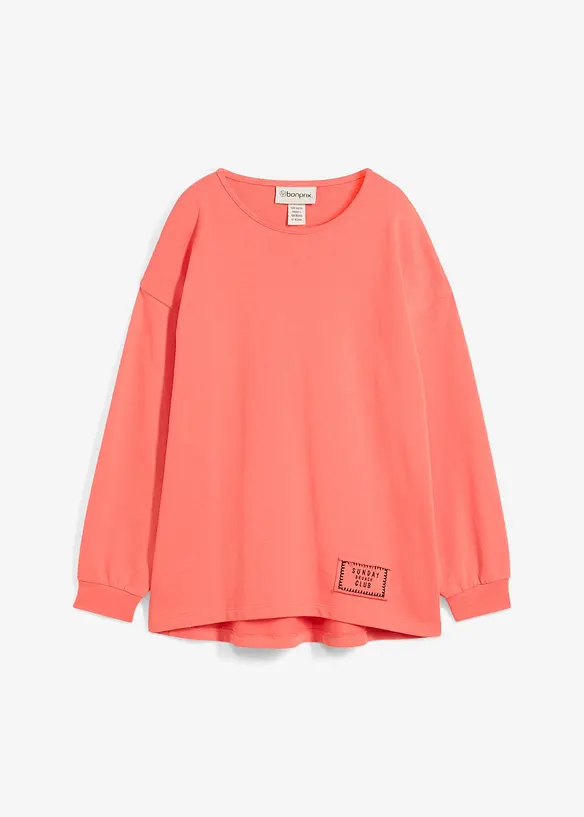 Sweat en coton mélangé, coupe courte devant longue derrière, bonprix