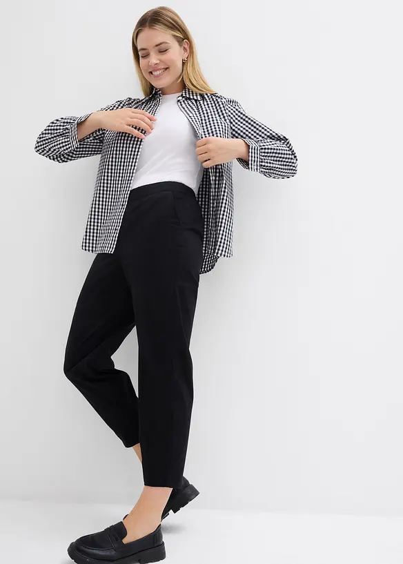 Pantalon à enfiler en coton élastiqué, bonprix