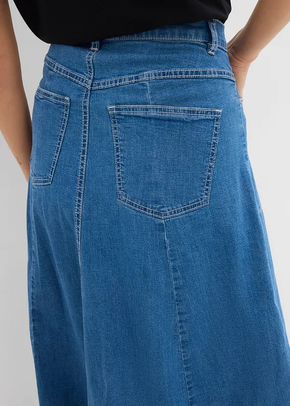 Jupe midi en jean, taille haute, bonprix