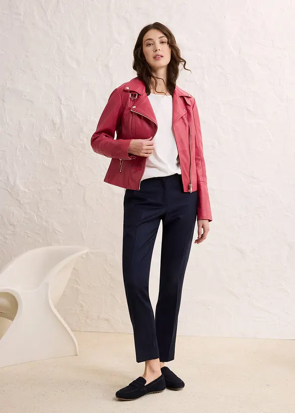 Veste biker en cuir nappa d’agneau, bonprix