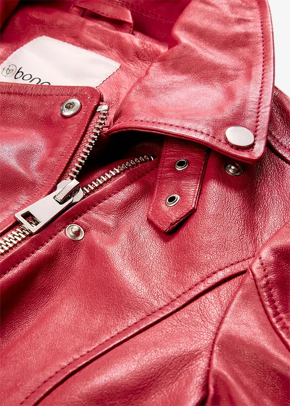 Veste biker en cuir nappa d’agneau, bonprix