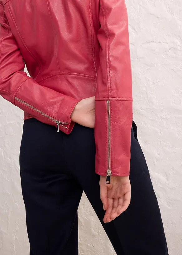 Veste biker en cuir nappa d’agneau, bonprix