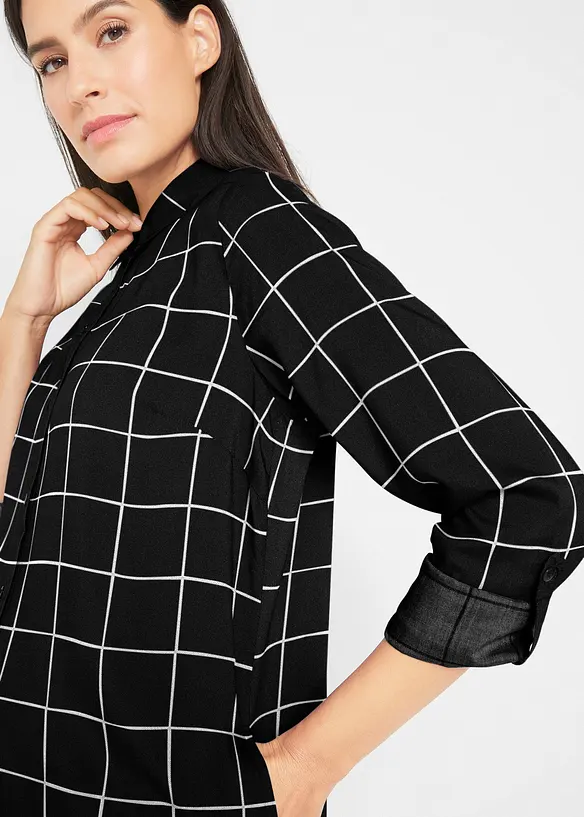 Chemisier long à carreaux, avec poches, bonprix