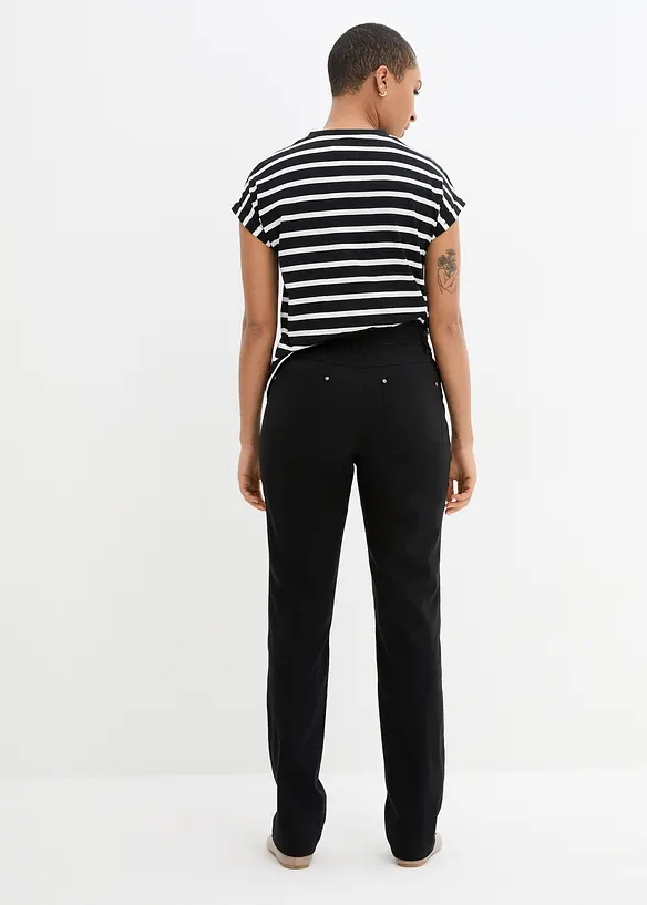 Pantalon droit extensible en bengaline, taille élastiquée, bonprix