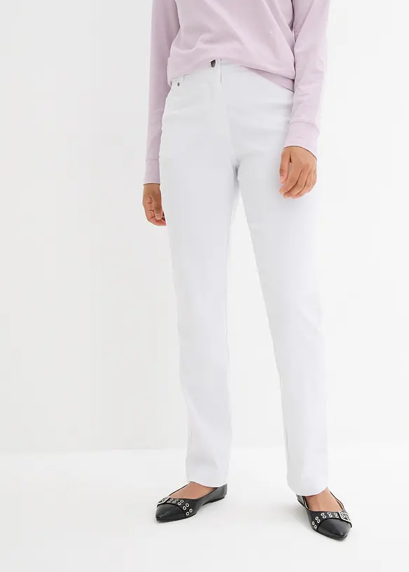 Pantalon droit extensible en bengaline, taille &eacute;lastiqu&eacute;e, bonprix