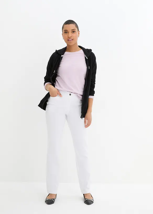 Pantalon droit extensible en bengaline, taille &eacute;lastiqu&eacute;e, bonprix