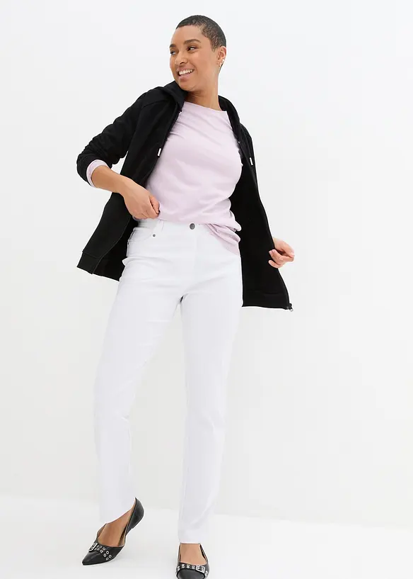 Pantalon droit extensible en bengaline, taille &eacute;lastiqu&eacute;e, bonprix