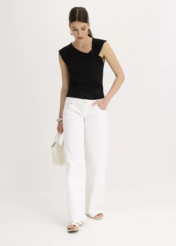 T-shirt en coton extensible avec détail twisté, bonprix