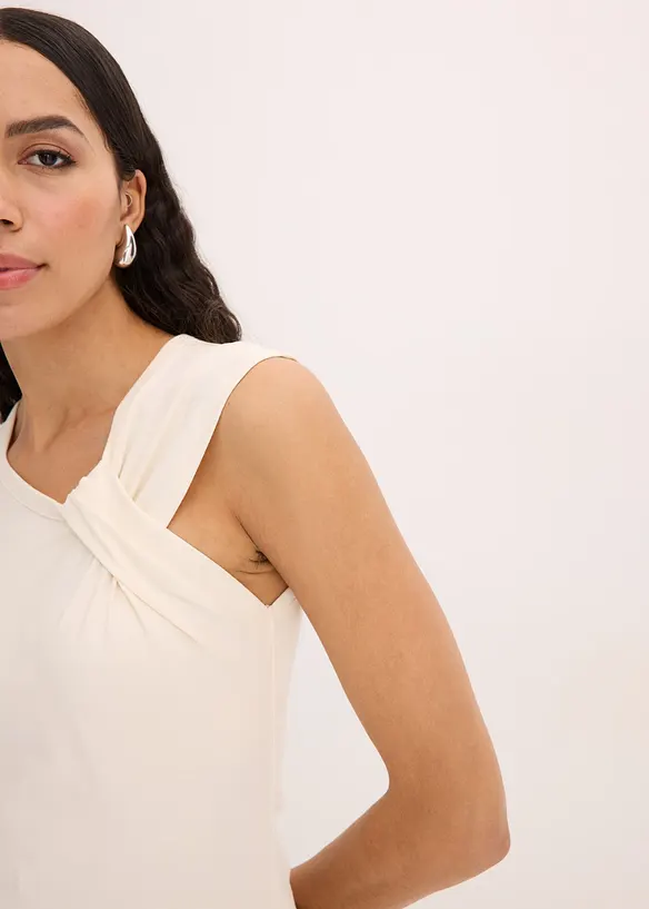 T-shirt en coton extensible avec détail twisté, bonprix