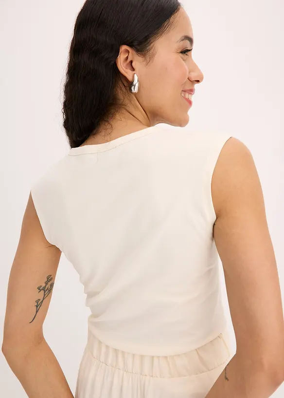 T-shirt en coton extensible avec détail twisté, bonprix