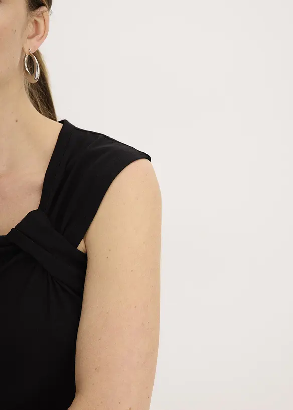 T-shirt en coton extensible avec détail twisté, bonprix