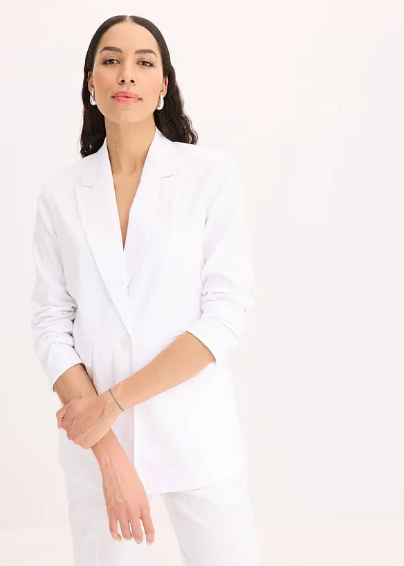 Blazer décontracté en lin avec un large revers, bonprix