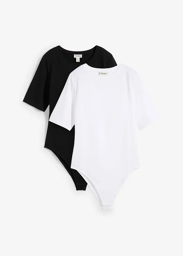Lot de 2 bodys à manches courtes, bonprix